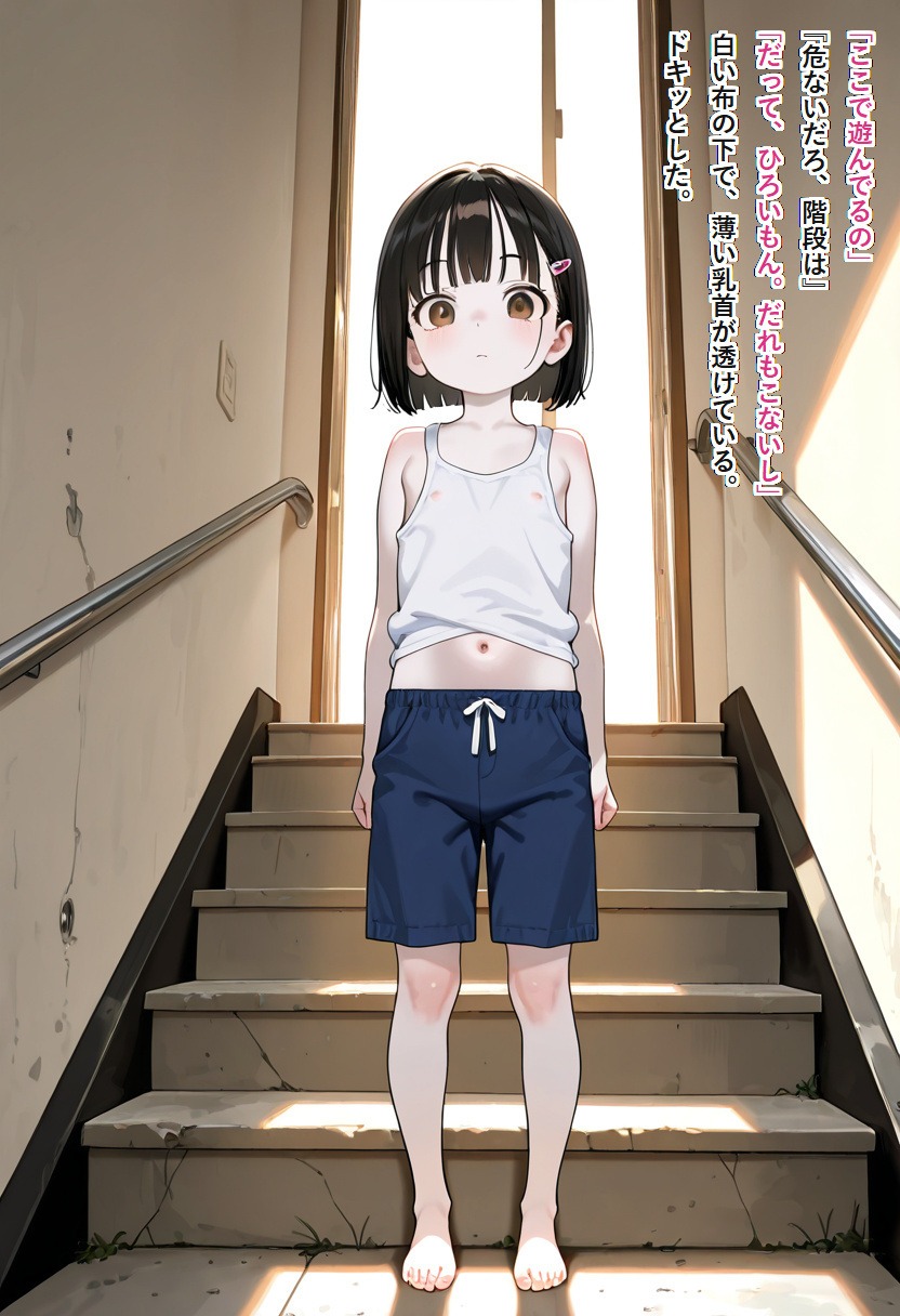 団地の非常階段で出会ったノーパン少女